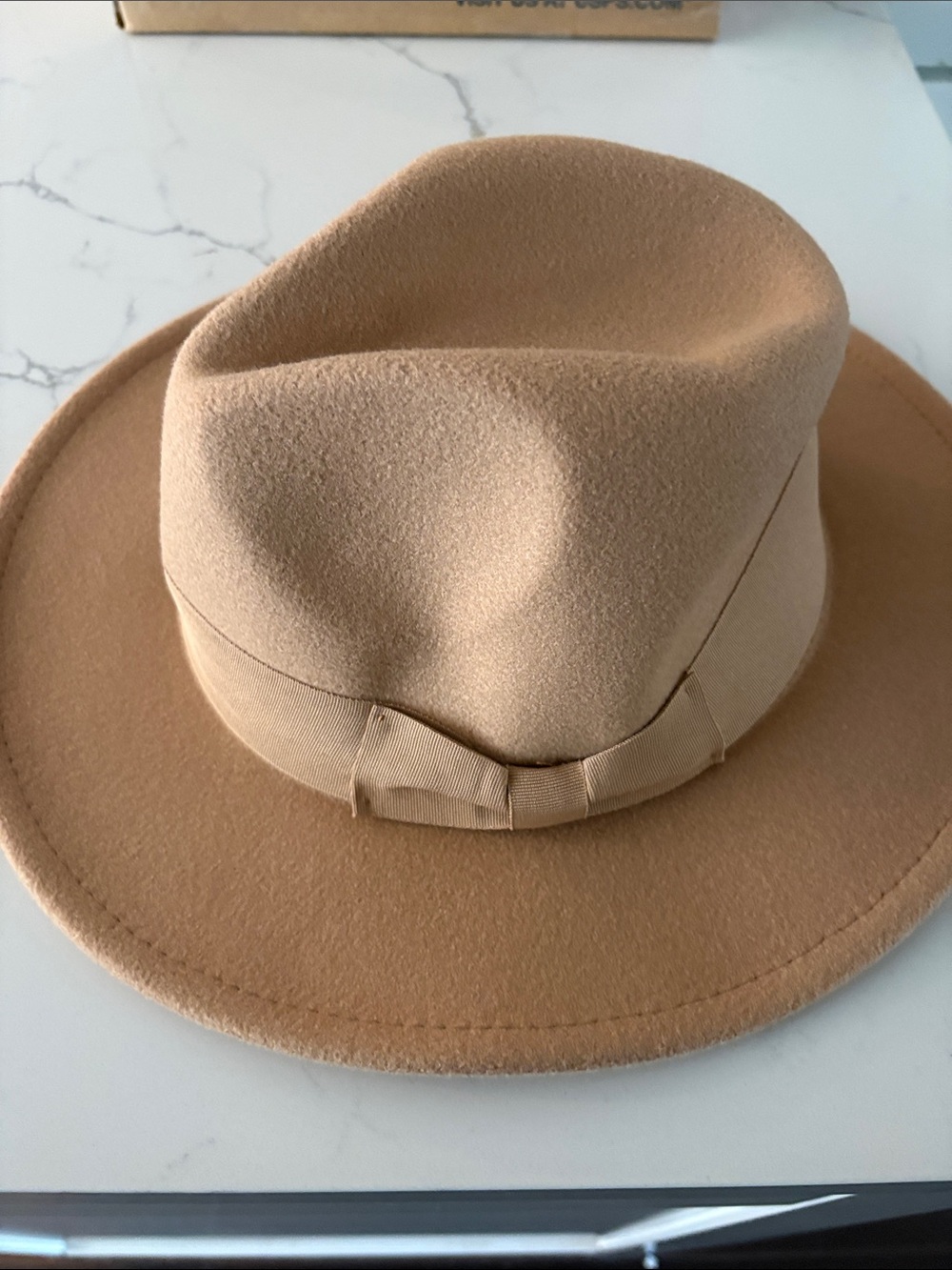 Soft tan Felt Fedora Hat
